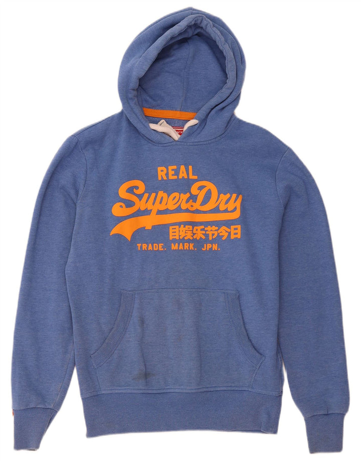 Maglione con cappuccio grafico da uomo Superdry in cotone blu medio