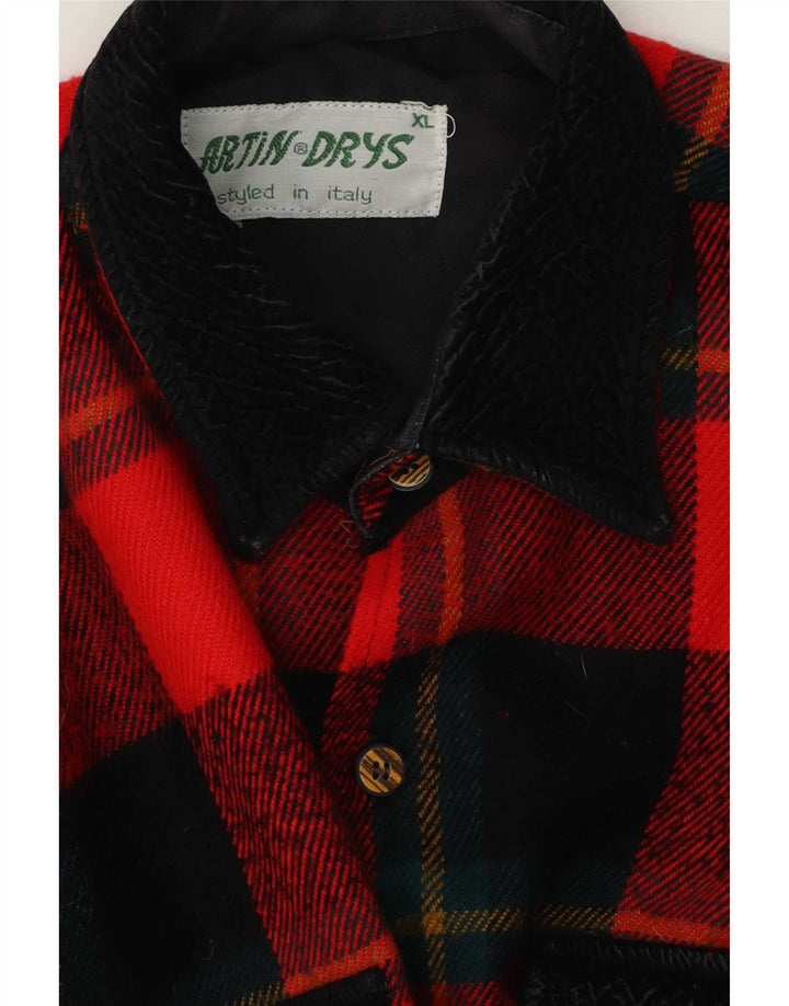 Camicia vintage da uomo in flanella XL a quadri rossi