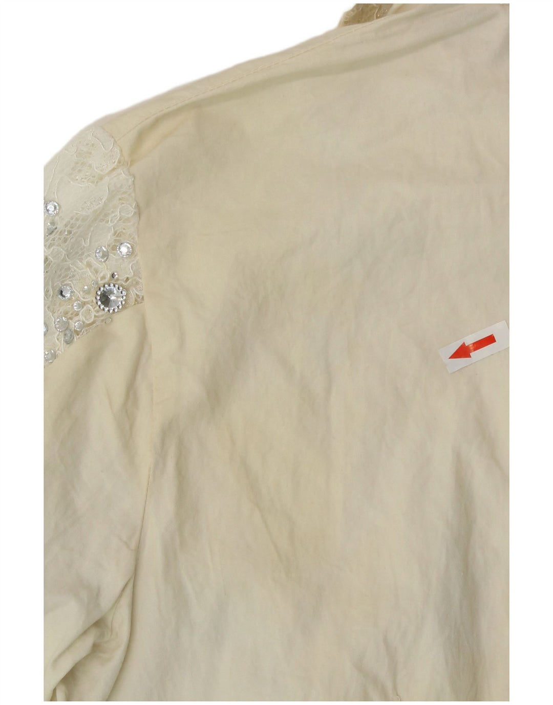 Camicetta camicia vintage da donna UK 12 medio bianco sporco floreale