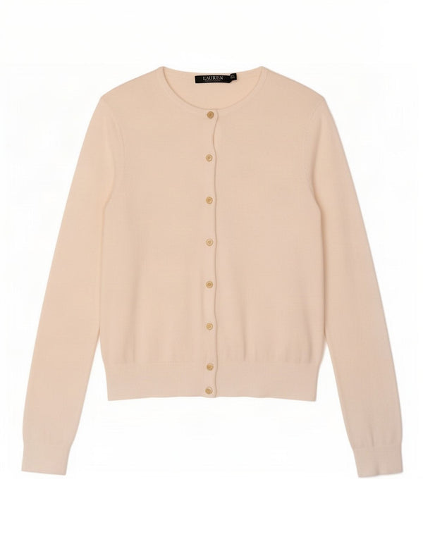 Maglione cardigan da donna Ralph Lauren UK 12 cotone bianco medio