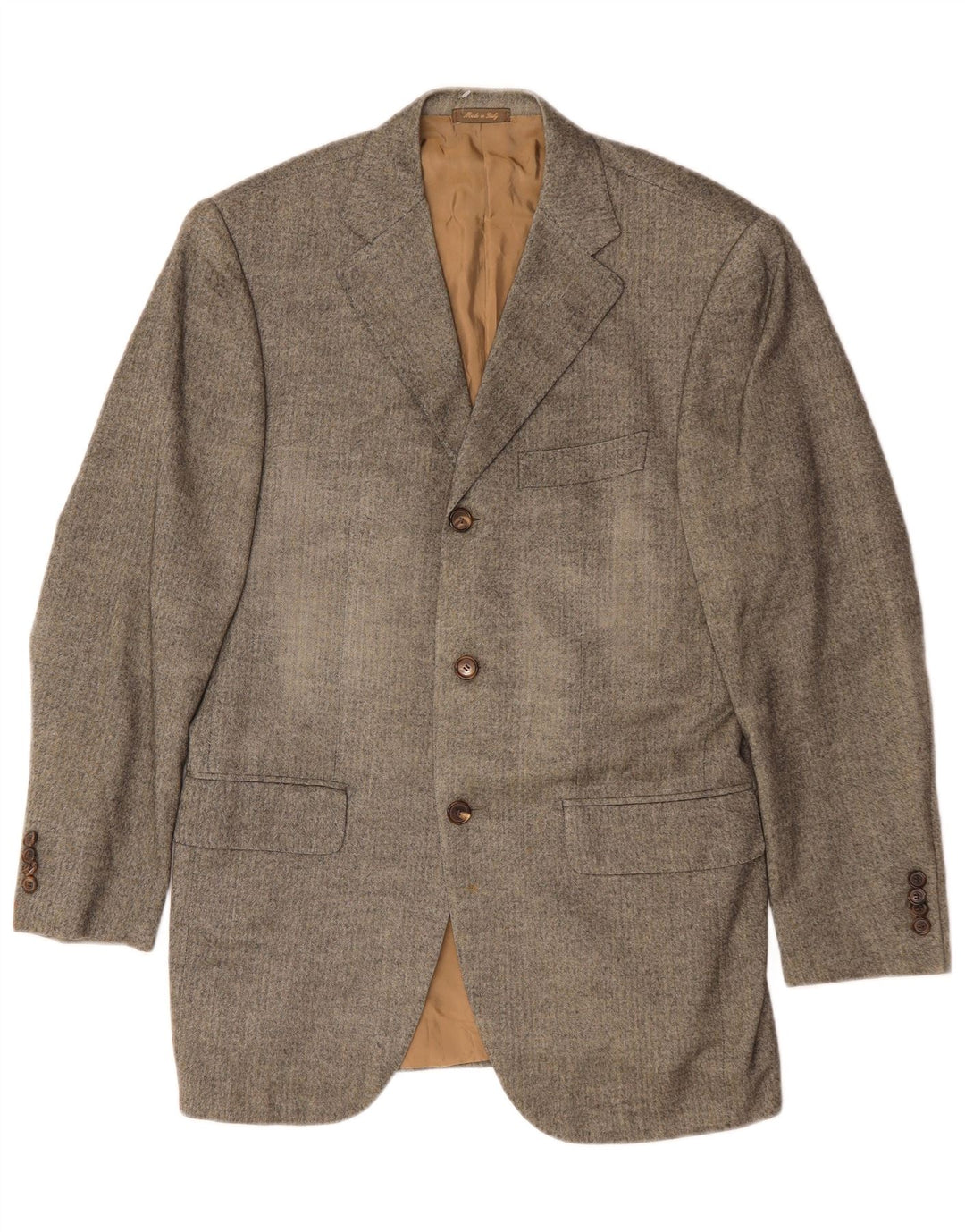 Giacca blazer da uomo a 3 bottoni Hugo Boss EU 46 piccola seta verde a spina di pesce