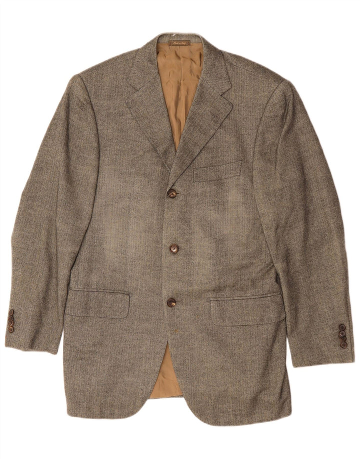 Giacca blazer da uomo a 3 bottoni Hugo Boss EU 46 piccola seta verde a spina di pesce