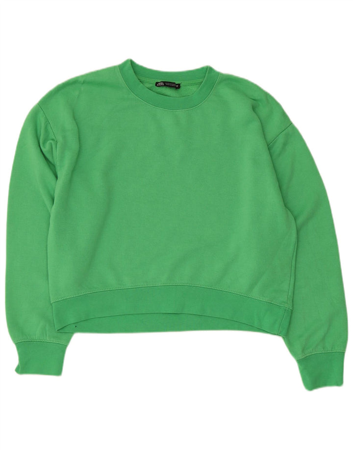 Felpa corta da donna Zara UK 14 poliestere verde medio