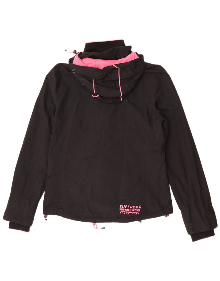 Giacca antipioggia da donna con cappuccio Superdry UK 14 grande nylon nero