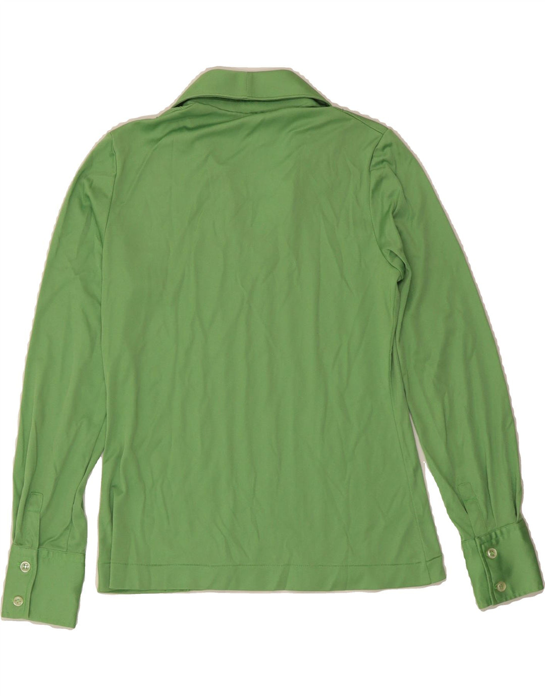 VINTAGE Womens Long Sleeve Polo Shirt UK 12 Medium Green Vintage Vintage and Second-Hand Vintage from Messina Hembry 