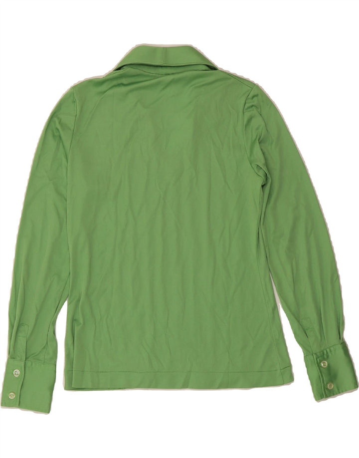 VINTAGE Womens Long Sleeve Polo Shirt UK 12 Medium Green Vintage Vintage and Second-Hand Vintage from Messina Hembry 