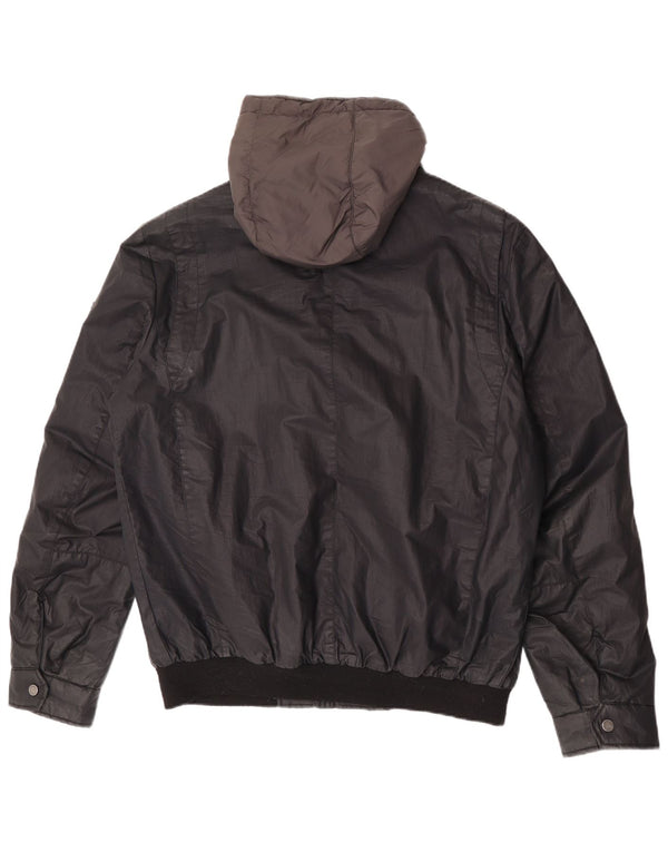 Geox Mens Hooded Utility Jacket UK 44 2XL Black Cotton