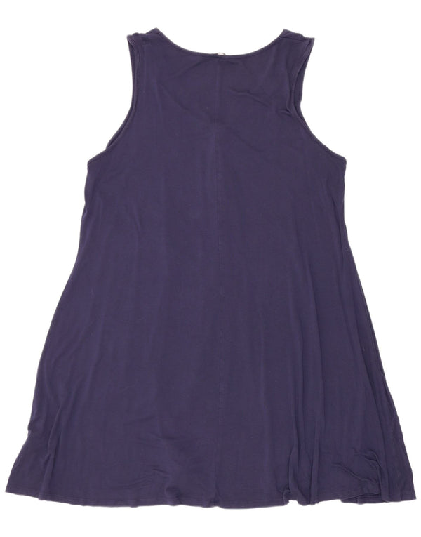 Abito a trapezio senza maniche da donna Marks & Spencer UK 18 XL viscosa blu navy