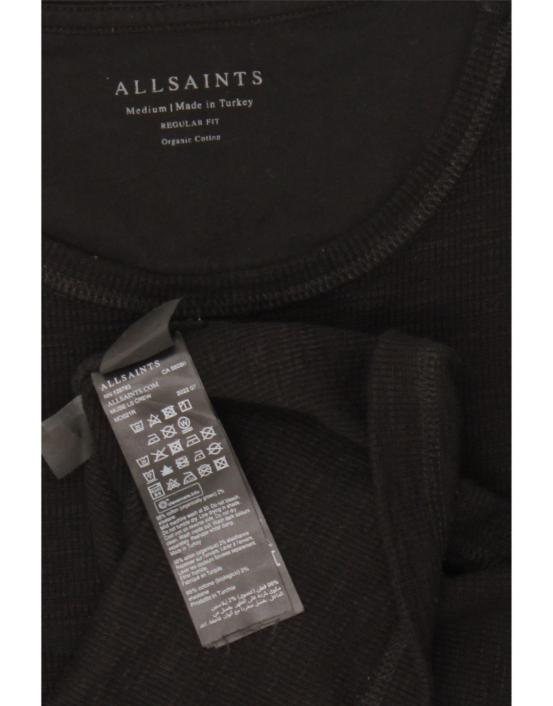 Top da uomo a vestibilità regolare a maniche lunghe di All Saints in cotone nero medio