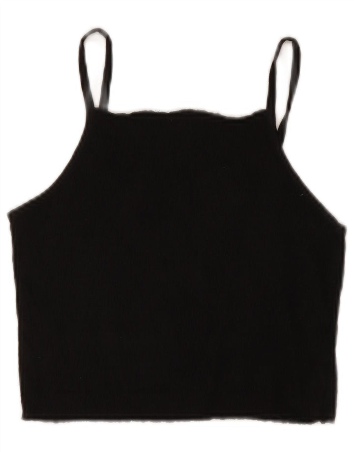 Canotta corta da donna Zara UK 12 cotone nero medio