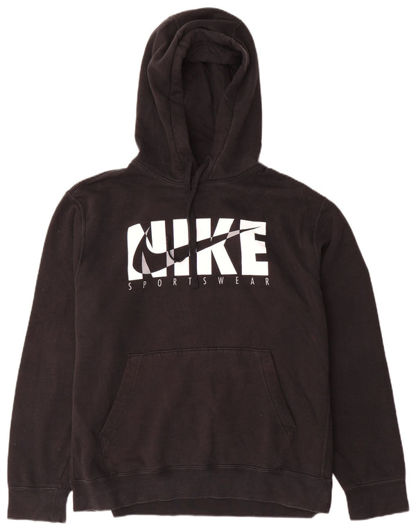 Felpa con cappuccio grafica Nike da uomo grande in cotone nero