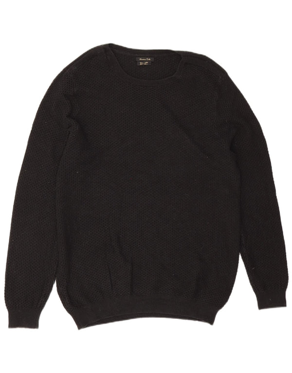 Maglione maglione girocollo da uomo Massimo Dutti XL in cotone nero
