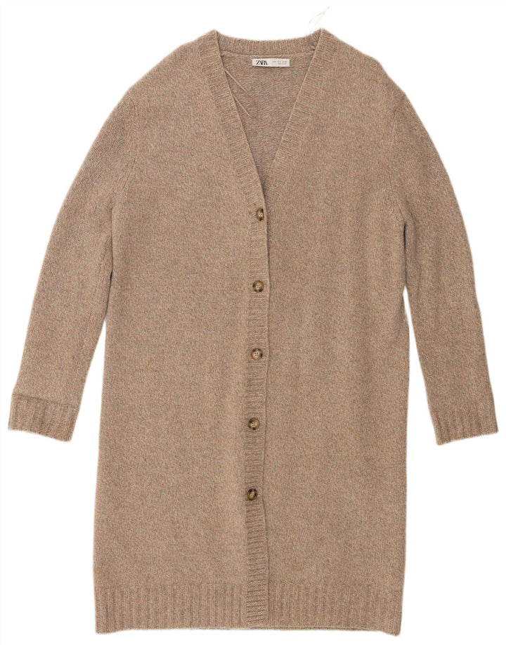 Maglione cardigan oversize lungo da donna Zara UK 10 piccolo grigio lana