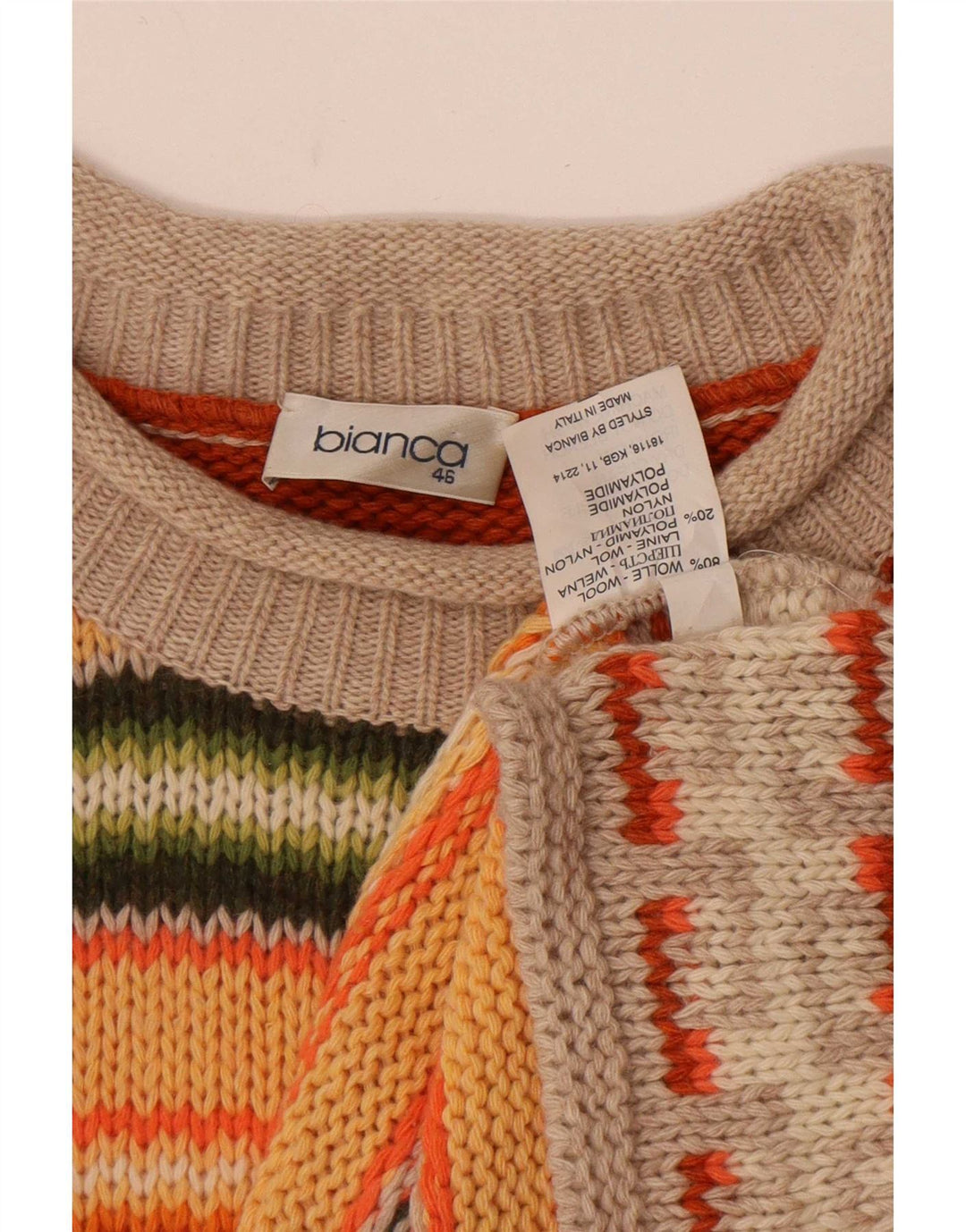 Maglione da donna Bianca con collo alto e collo alto IT 46 grande multicolore