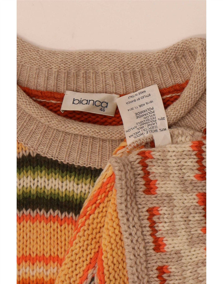 Maglione da donna Bianca con collo alto e collo alto IT 46 grande multicolore