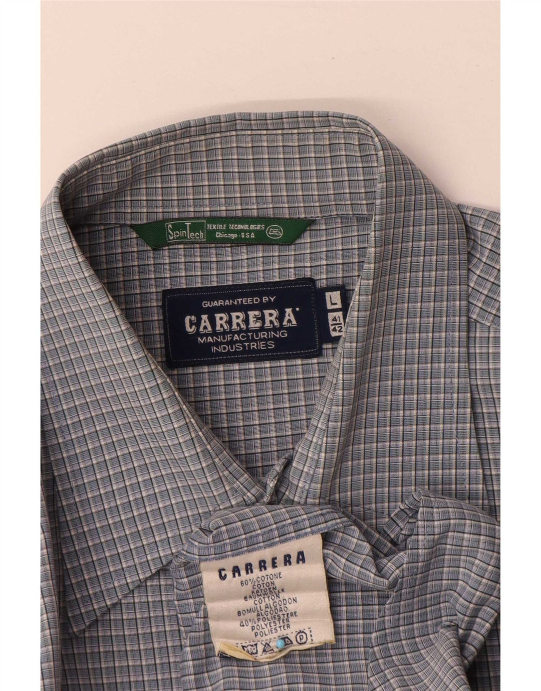 Camicia da uomo Carrera taglia 41/42 in cotone a quadri blu grande