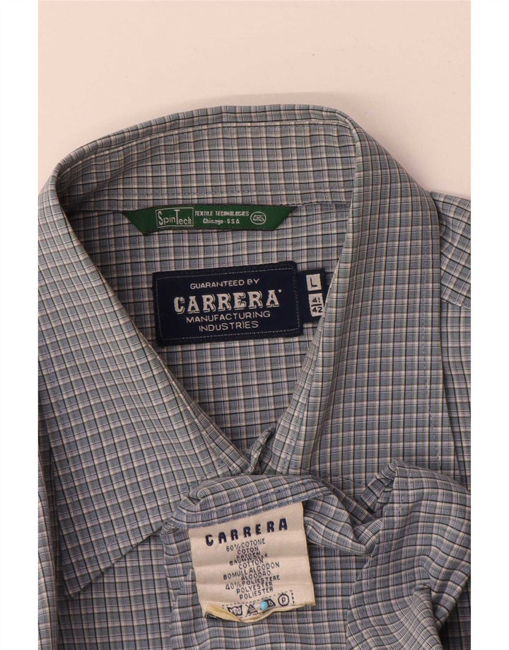 Camicia da uomo Carrera taglia 41/42 in cotone a quadri blu grande