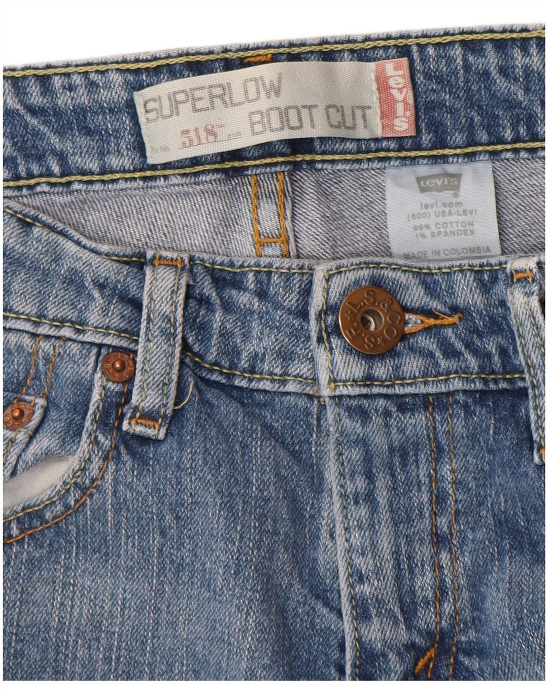 Levi's Donna 518 Jeans Bootcut Super Low W28 L32 Cotone Blu