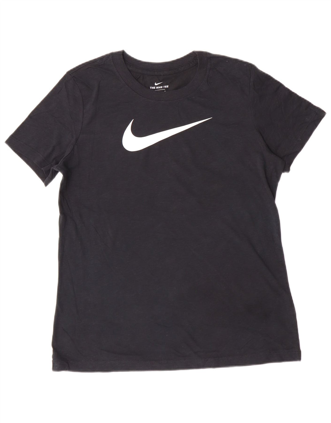 T-shirt grafica Nike Dri Fit da donna, taglia UK 14, cotone medio nero screziato