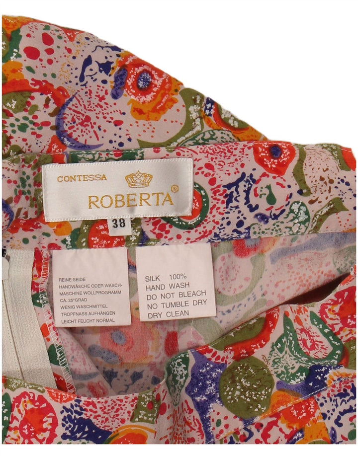 Gonna dritta da donna vintage EU 38 media W28 seta floreale multicolore