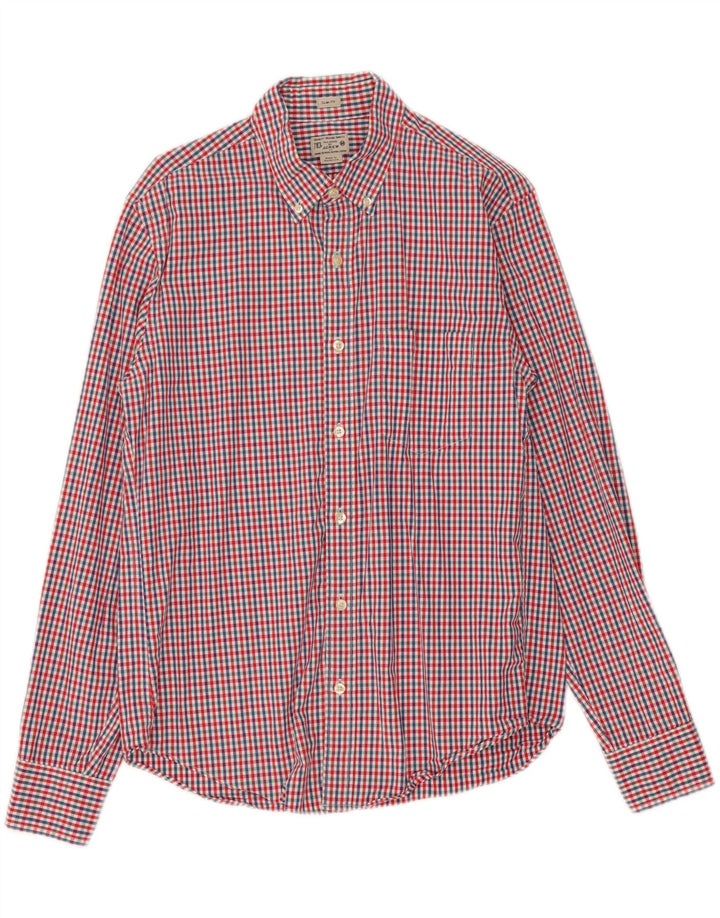 J. CREW Mens Slim Fit Shirt Medium Red Check Cotton Vintage J. Crew and Second-Hand J. Crew from Messina Hembry 