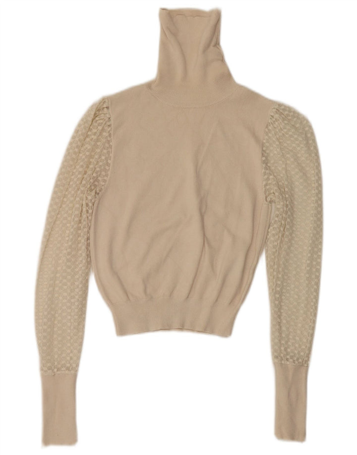Maglione corto da donna Zara con collo alto UK 8 piccolo in viscosa bianca