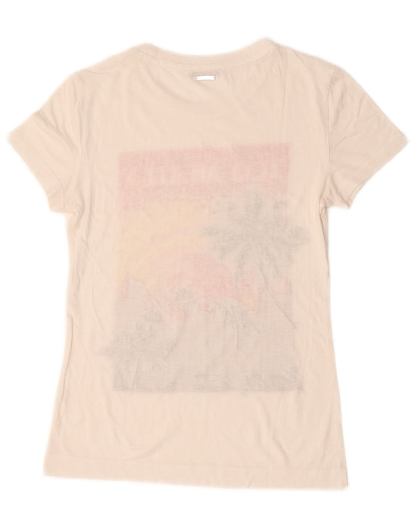 Guess T-shirt grafica da donna Los Angeles Top UK 10 Small Cotone bianco