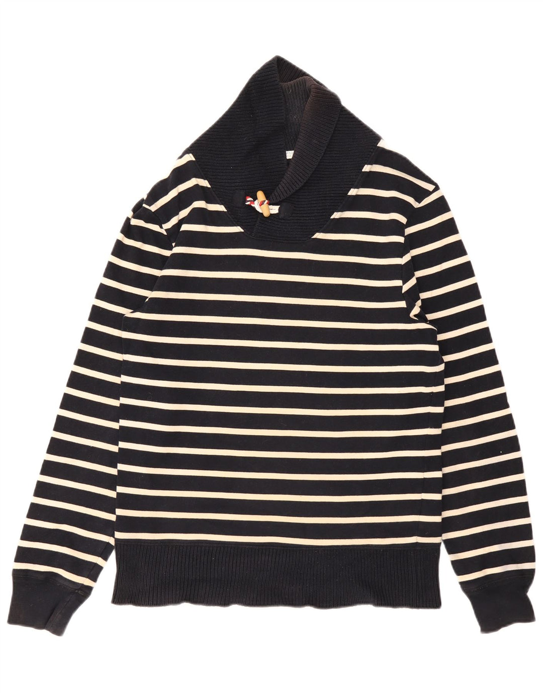 Maglione Zara da uomo con collo a scialle a righe blu navy medio
