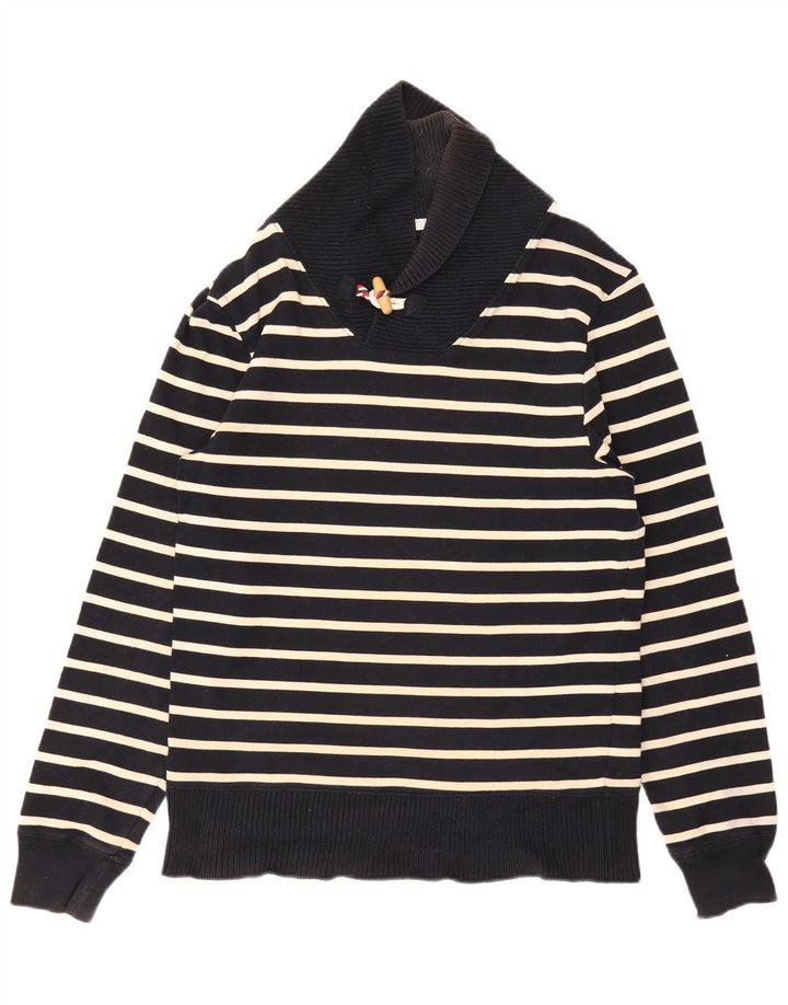 Maglione Zara da uomo con collo a scialle a righe blu navy medio