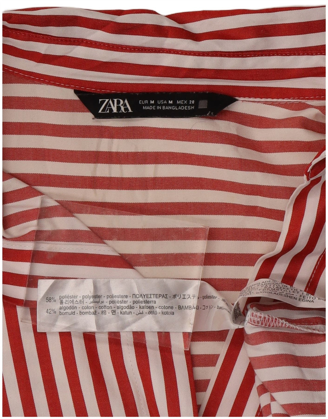 Maglia da Donna ZARA UK 14 Poliestere a righe rosse medie