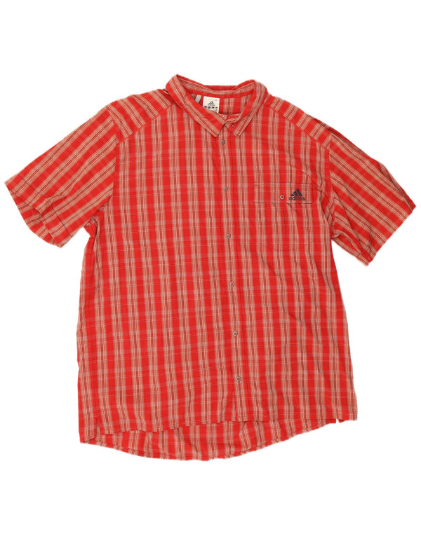 Camicia a maniche corte Adidas Uomo Climalite 2XL Poliammide a quadri rossi