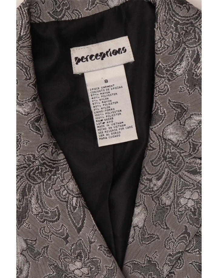Giacca blazer da donna a 2 bottoni Perceptions UK 8 Small Rayon floreale grigio