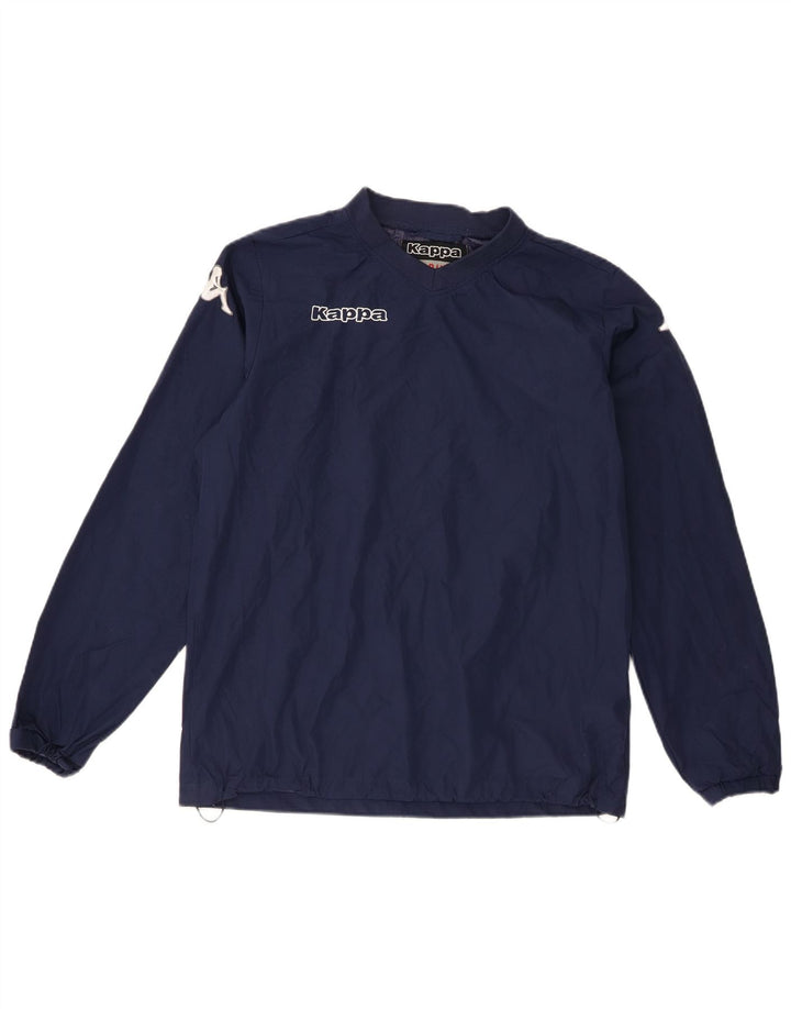 Top grafico da uomo Kappa a maniche lunghe in poliestere blu navy medio