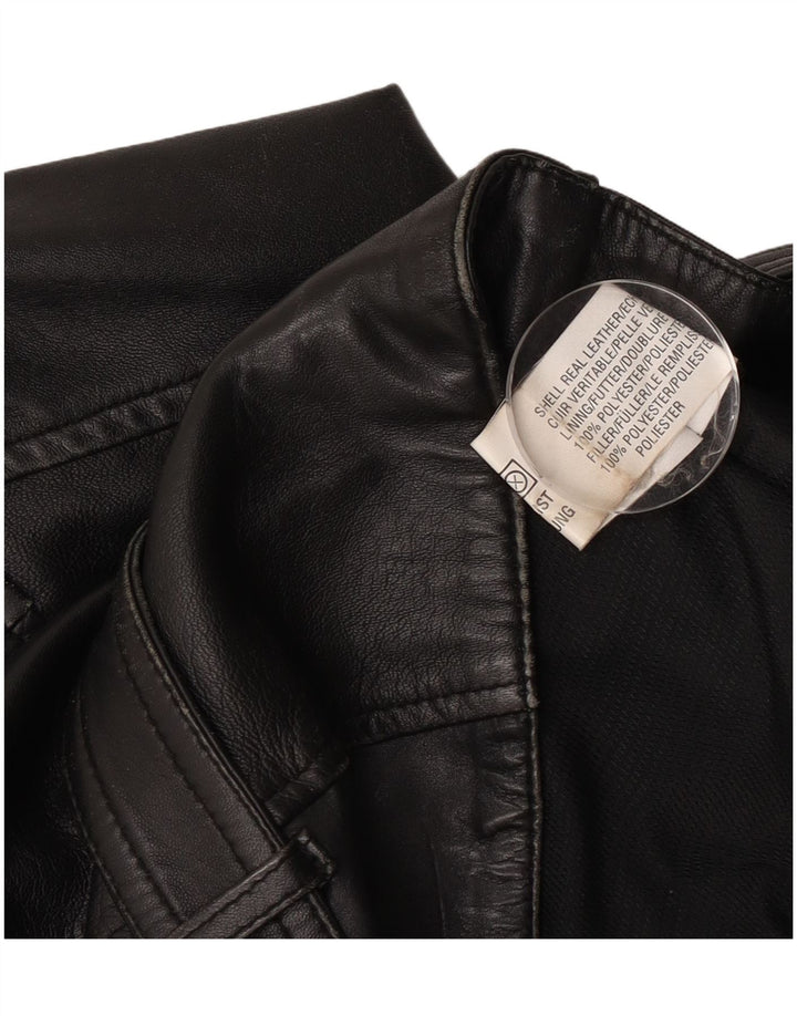 Giacca da motociclista in pelle da donna vintage UK 14 grande in pelle nera