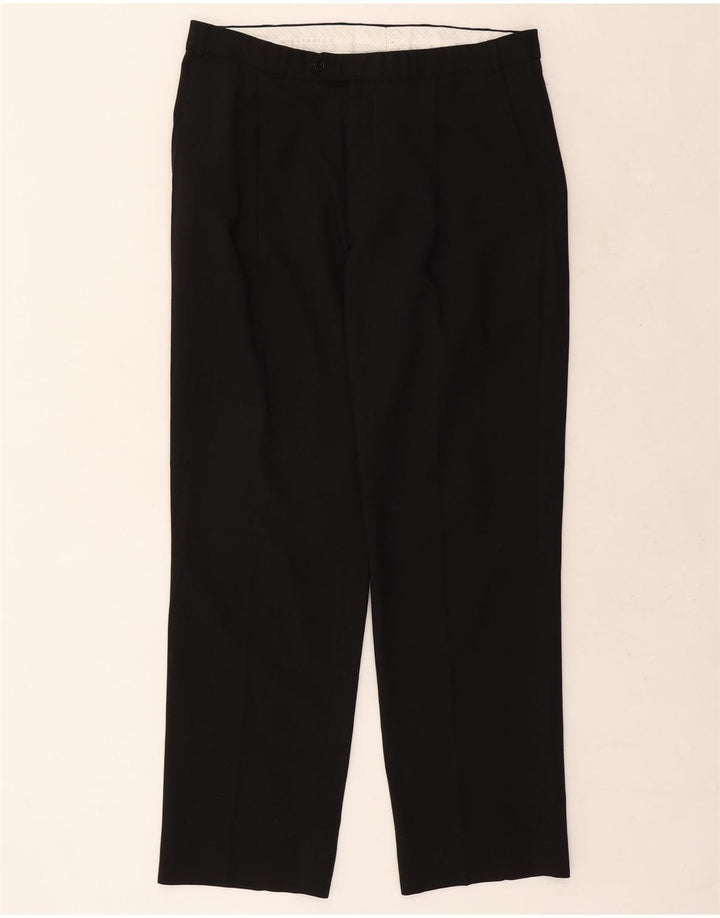 Pantaloni da abito con pegging da uomo Marks & Spencer W36 L31 poliestere nero