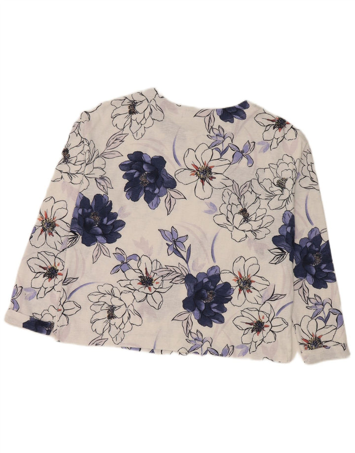 Marks & Spencer Top oversize da donna a maniche lunghe UK 8 Small White Floral