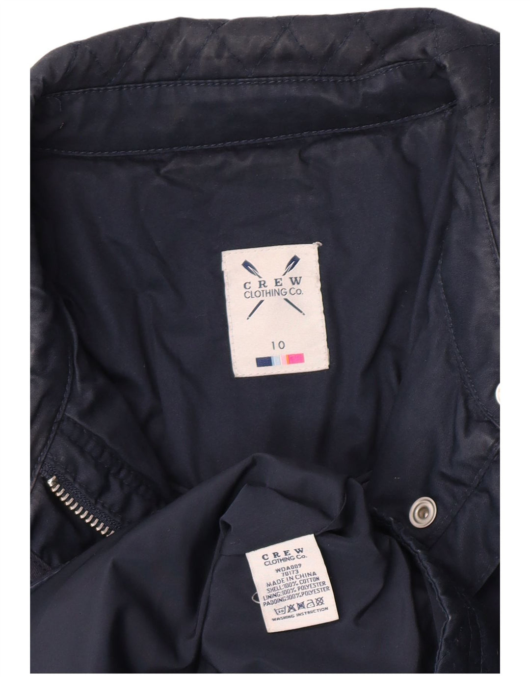 Crew Clothing Giacca trapuntata vestibilità regolare da donna UK 10 Small Blu Navy