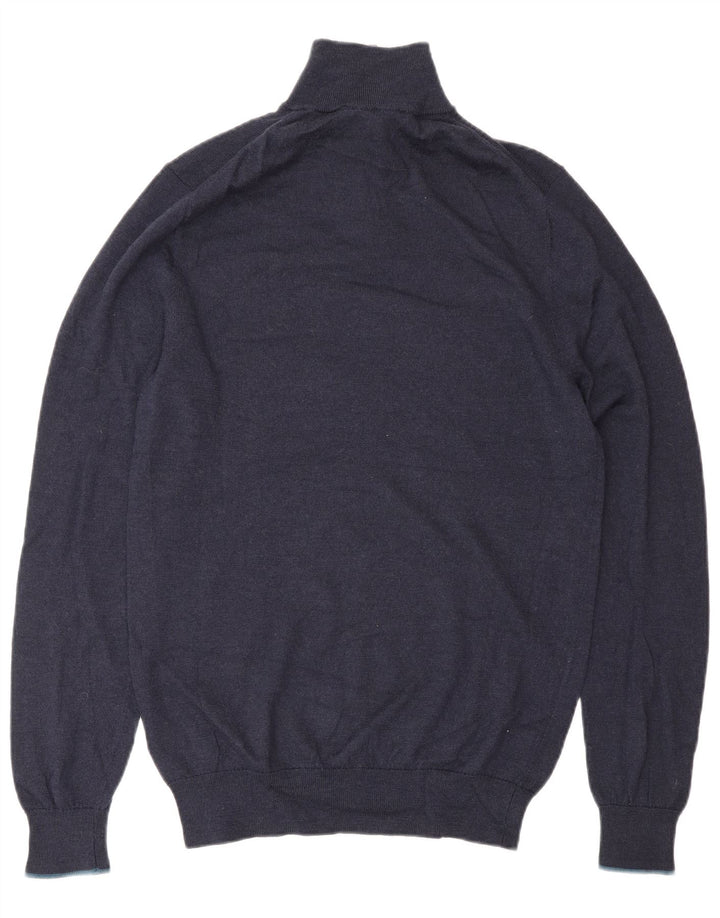 Maglione da uomo con zip sul collo di White Stuff piccolo in lana blu navy
