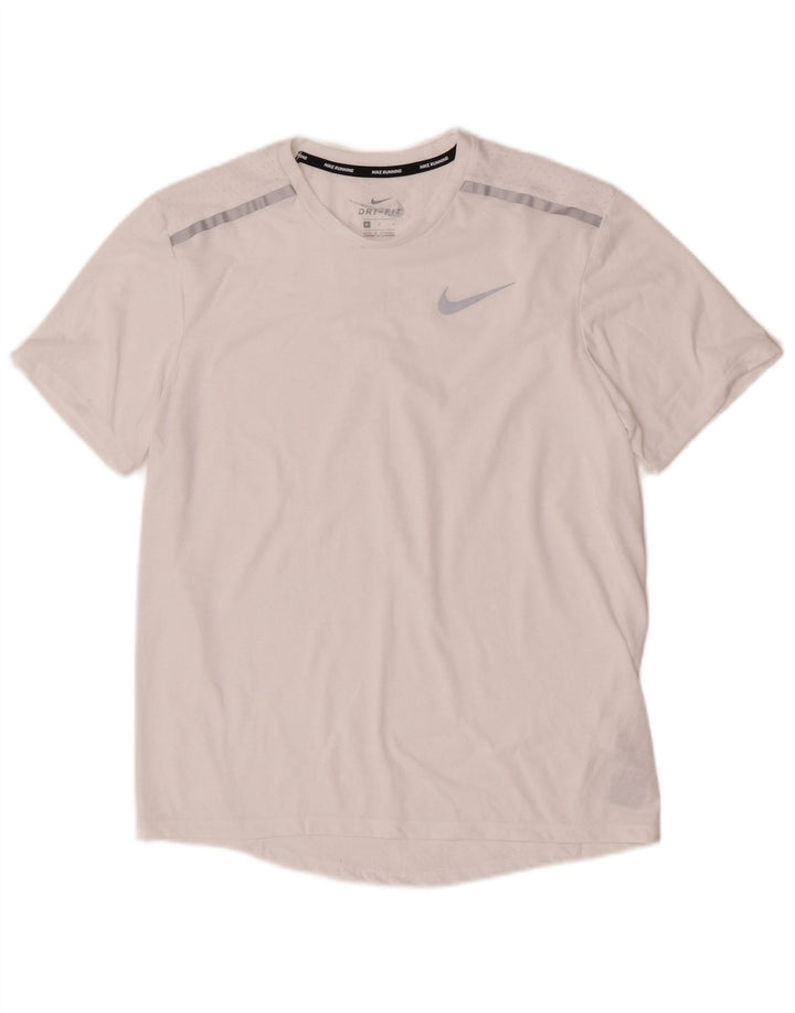 T-shirt grafica Nike Dri Fit da uomo, parte superiore in poliestere bianco medio