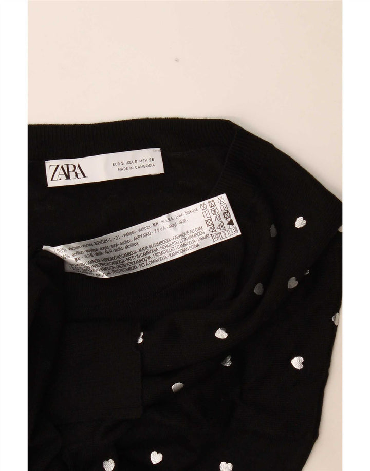 Maglione girocollo da donna con motivo astratto Zara UK 10 piccolo nero