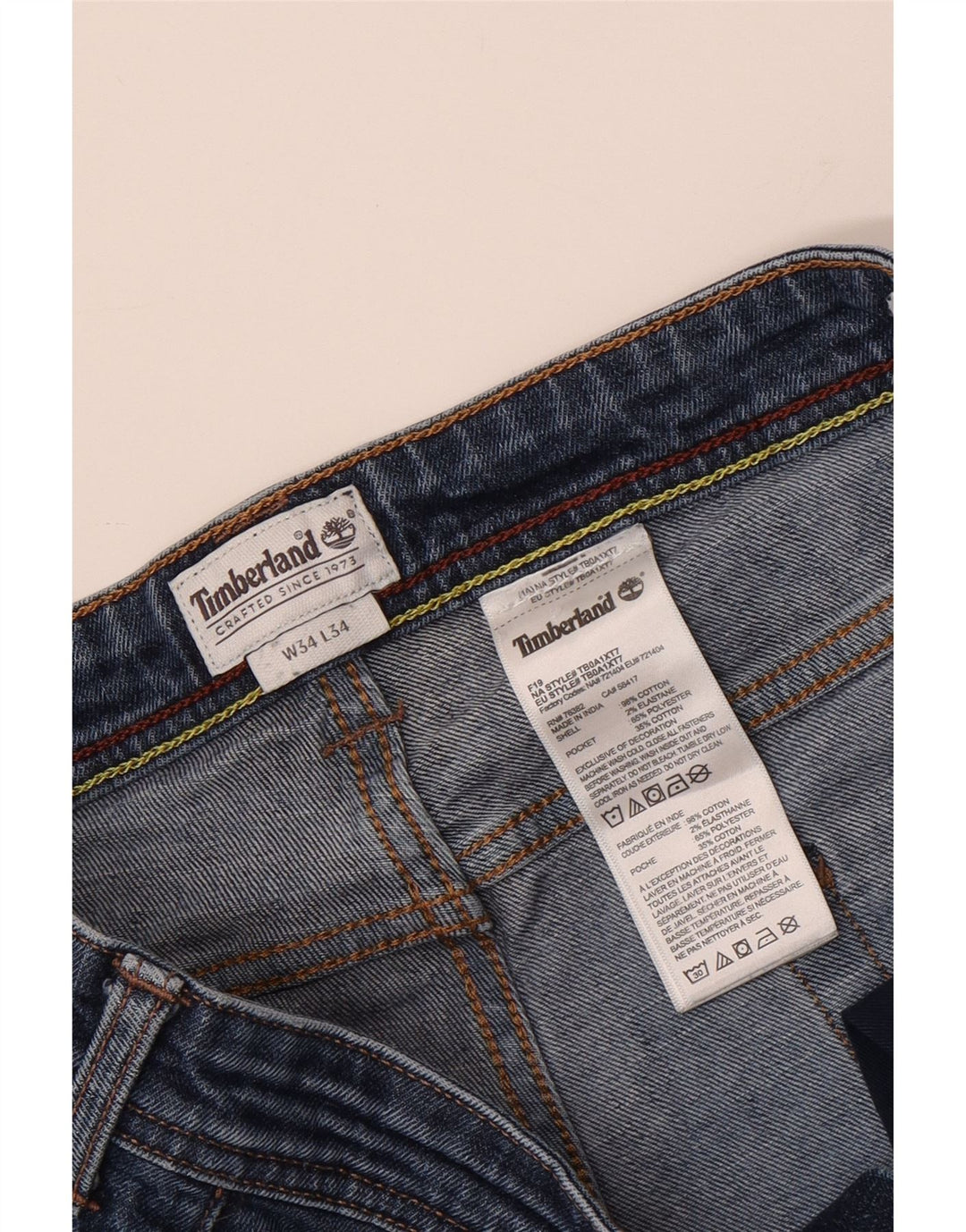 Jeans slim da uomo TIMBERLAND W34 L29 cotone blu