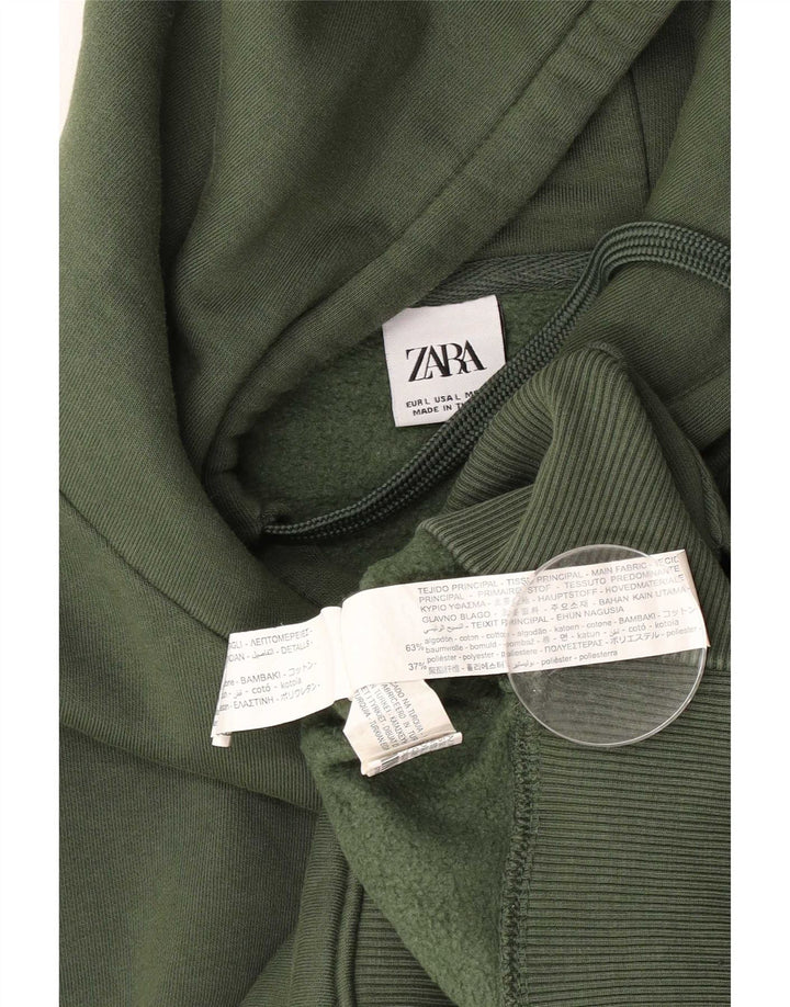 Felpa con cappuccio da uomo Zara grande in cotone verde