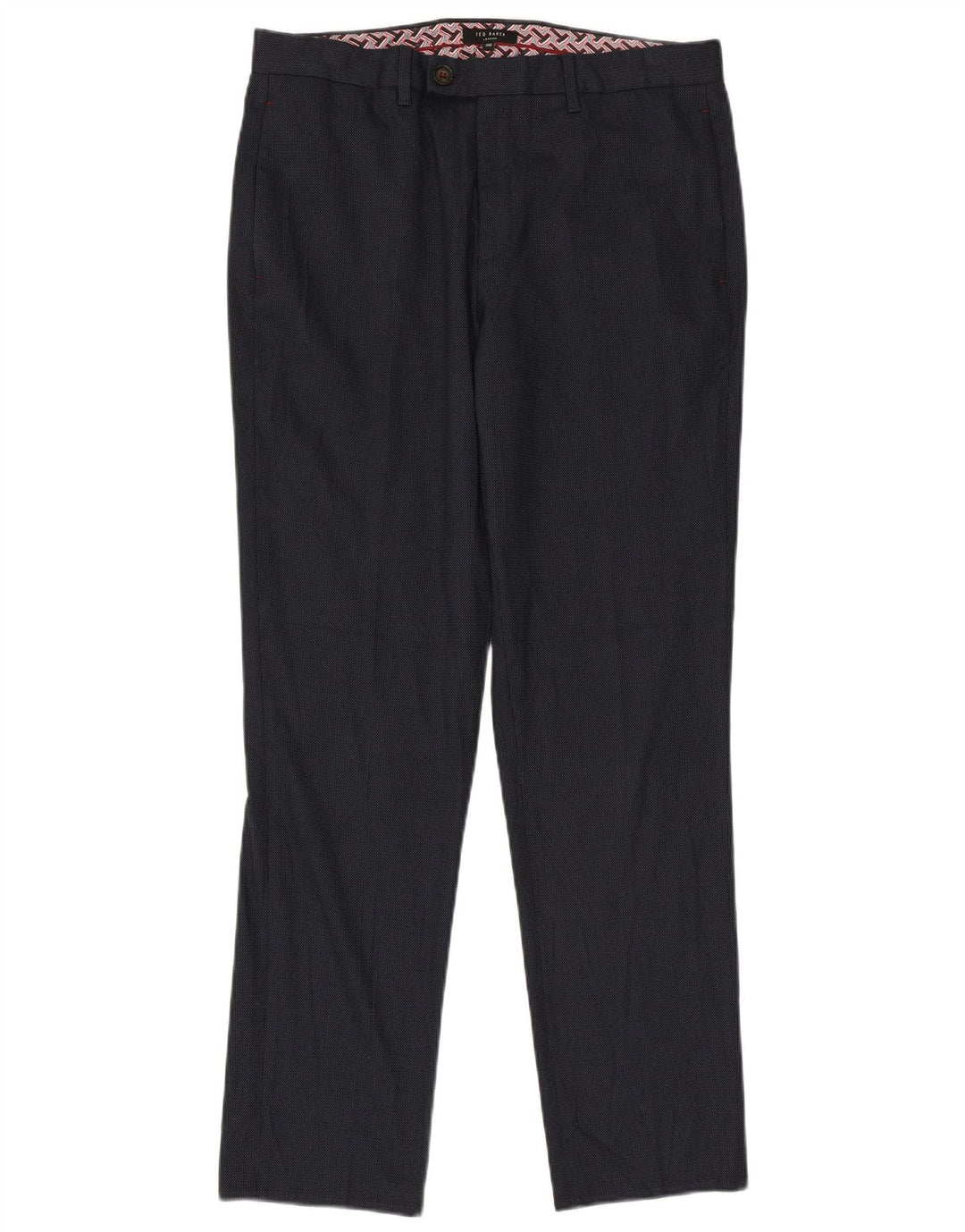 Pantaloni da abito dritti da uomo Ted Baker London W34 L31 poliestere blu navy