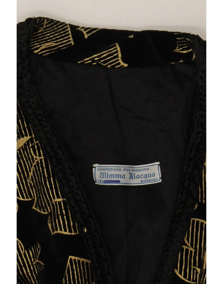 VINTAGE Womens 4 Button Blazer Jacket UK 16 Large Black Floral Vintage Vintage and Second-Hand Vintage from Messina Hembry 