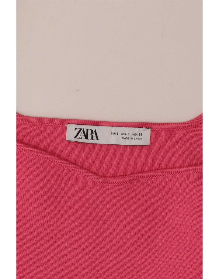 Top corto con canottiera corta da donna Zara UK 8 piccolo poliestere rosa
