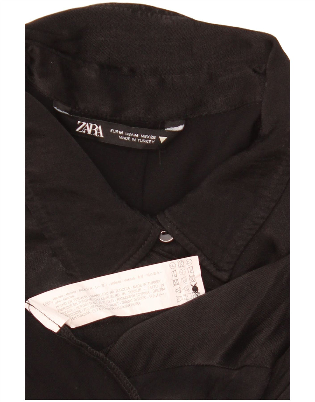 Zara Camicia a maniche corte corta oversize da donna, camicetta UK 14 media nera