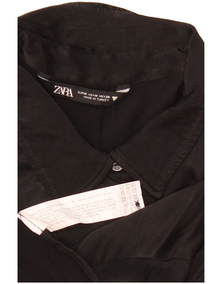 Zara Camicia a maniche corte corta oversize da donna, camicetta UK 14 media nera