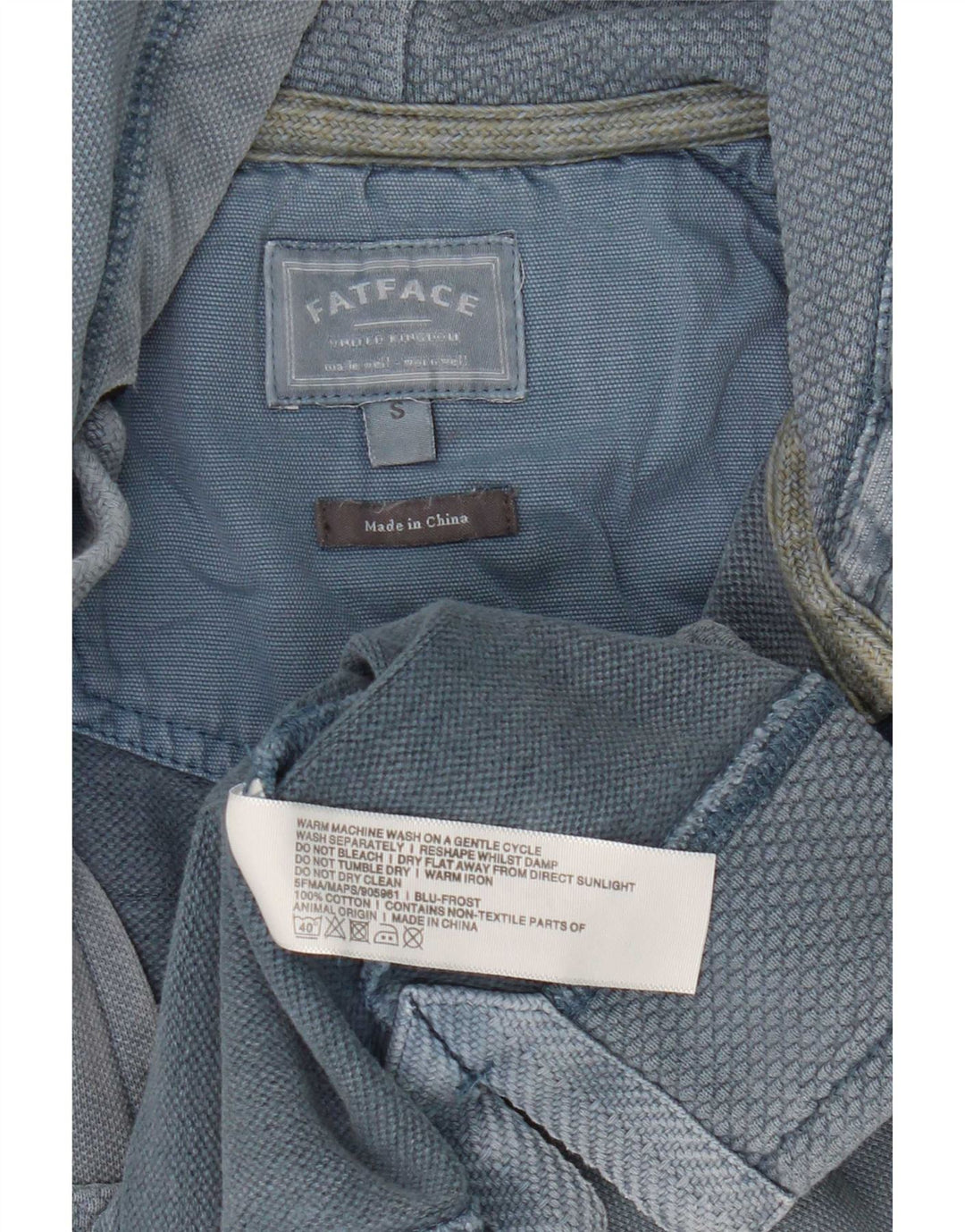 Maglione con cappuccio e zip da uomo Fat Face piccolo in cotone blu