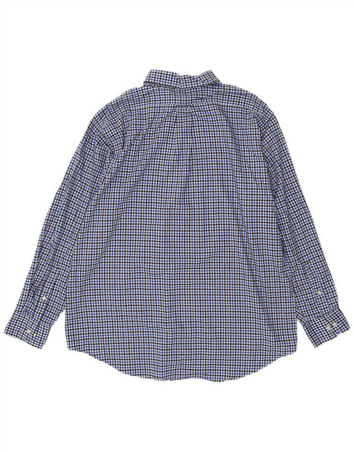 Camicia da uomo Izod taglia 17 17 1/2 XL cotone a quadri blu