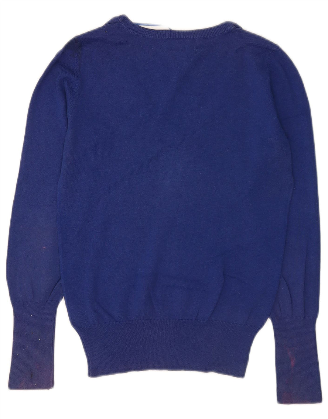 Maglione da donna con scollo a V Zara UK 12 Cotone blu medio